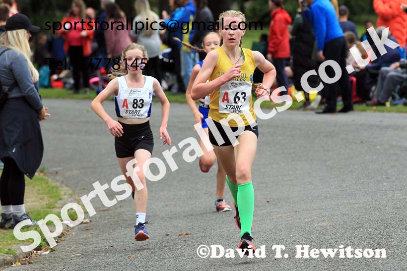 Girls under-13s 2023 Northern 6 and 4 Stage Relays and Youngsters, Birkenhead Park, Wirral.  Photo: David T. Hewitson/Sports for All Pics